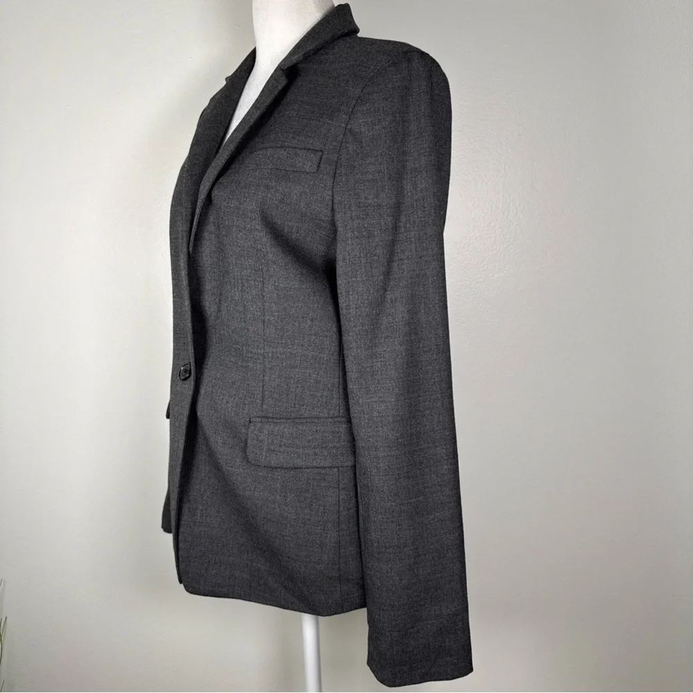 J.Crew Regent Wool Blend Blazer Women’s Size 6 Button Closure Dk Gray Career